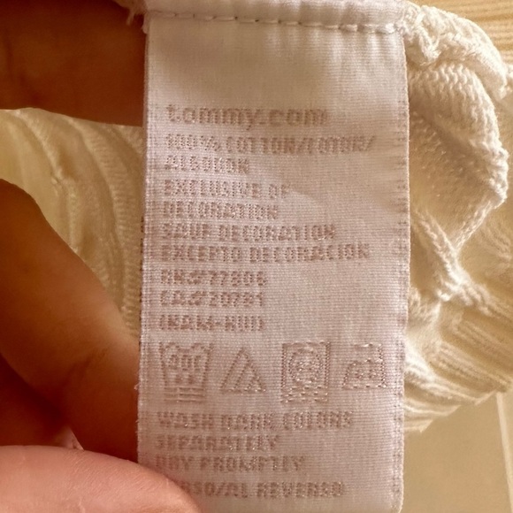 Tommy Hilfiger Women Round Neck Cable Knit Pullover White Sweater Sz L - Picture 7 of 7